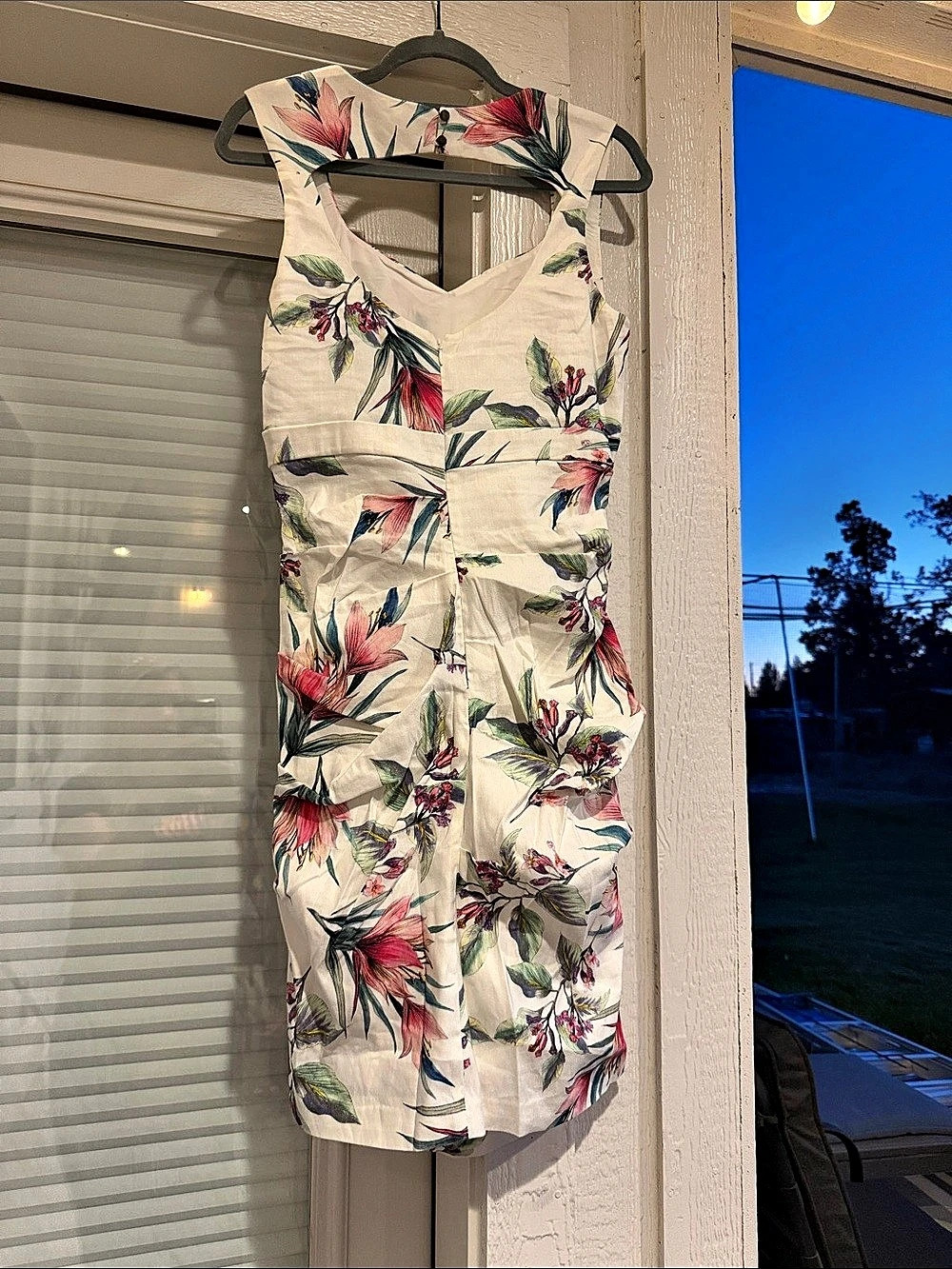 Nicole Miller BHR182 Floral Midi Dress in Cream & Pink Size 10 NWT